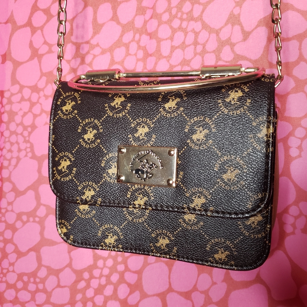 Beverly Hills Polo Club Black and Gold Crossbody Bag